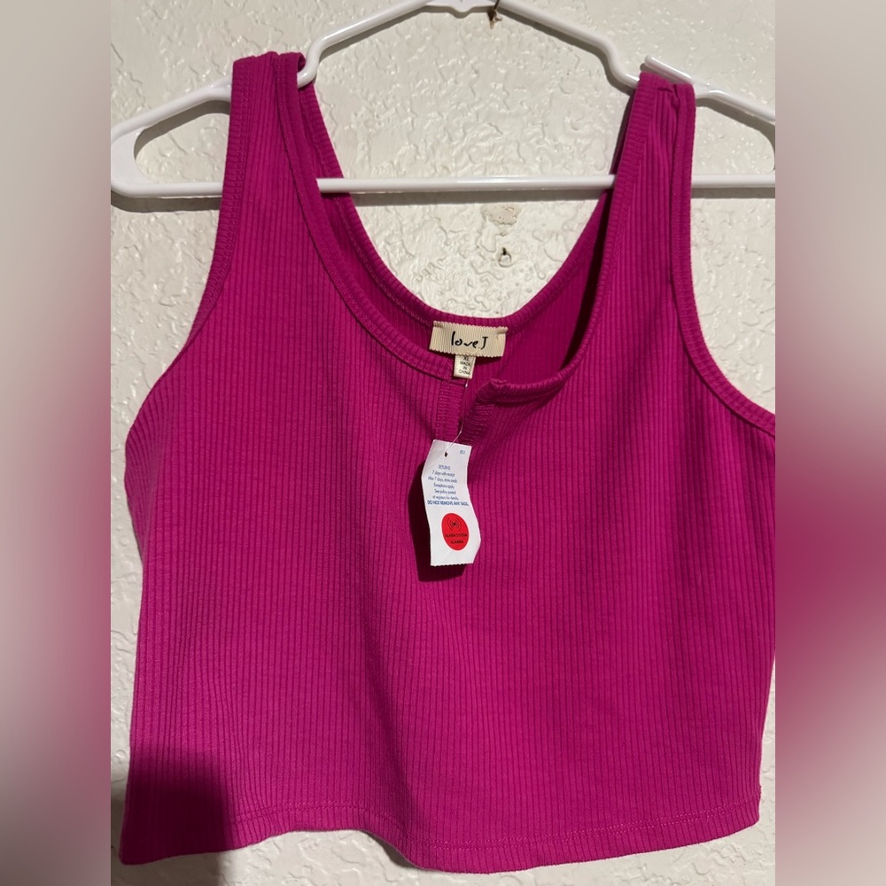 NWT Large Love J pink crop top